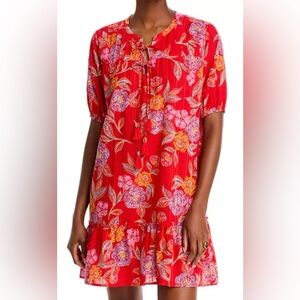 LN WOMENS XS SMALL MEDIUM (bust 40”) JOHNNY WAS WHIMSICAL HIBISCUS DRESS